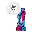 Arshiner Girls 2 Piece Tracksuit Set Kids Sweatshirt and Retro Flare Pants