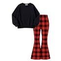 Arshiner Girls 2 Piece Tracksuit Set Kids Sweatshirt and Retro Flare Pants