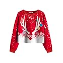Arshiner Girls Crop Tops Kids Long Sleeve Pullover Sweatshirts Girls Cropped Crewneck Sweatshirt for Teen Girl