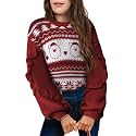 Arshiner Girls Long Lantern Sleeve Sweaters Crew Neck Knit Pullover Jumper Top