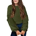 Arshiner Girls Long Lantern Sleeve Sweaters Crew Neck Knit Pullover Jumper Top