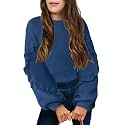Arshiner Girls Long Lantern Sleeve Sweaters Crew Neck Knit Pullover Jumper Top