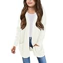 Arshiner Girls Open Front Cardigan Long Sleeve Casual Kids Fall Clothes Solid Thick Chunky Sweater Coat with Pockets