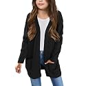 Arshiner Girls Open Front Cardigan Long Sleeve Casual Kids Fall Clothes Solid Thick Chunky Sweater Coat with Pockets