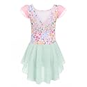 Arshiner Girls Ruffle Sleeve Ballet Leotard Criss-Cross Back Dance Dresses