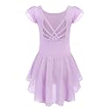 Arshiner Girls Ruffle Sleeve Ballet Leotard Criss-Cross Back Dance Dresses