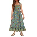 Arshiner Girls Summer Dress Boho Beach Casual Smocked Maxi Dresses