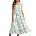 Arshiner Girls Summer Dress Boho Beach Casual Smocked Maxi Dresses