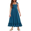 Arshiner Girls Summer Dress Boho Beach Casual Smocked Maxi Dresses