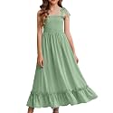 Arshiner Girls Summer Dress Boho Beach Casual Smocked Maxi Dresses