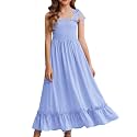 Arshiner Girls Summer Dress Boho Beach Casual Smocked Maxi Dresses