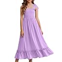 Arshiner Girls Summer Dress Boho Beach Casual Smocked Maxi Dresses