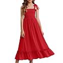 Arshiner Girls Summer Dress Boho Beach Casual Smocked Maxi Dresses