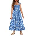 Arshiner Girls Summer Dress Boho Beach Casual Smocked Maxi Dresses