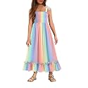 Arshiner Girls Summer Dress Boho Beach Casual Smocked Maxi Dresses
