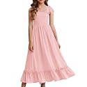 Arshiner Girls Summer Dress Boho Beach Casual Smocked Maxi Dresses