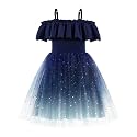 Arshiner Toddler Girl Tulle Dress Girls Sequin Summer Dresses Off Shoulder Flutter Formal Birthday Party Princess Dress