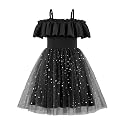 Arshiner Toddler Girl Tulle Dress Girls Sequin Summer Dresses Off Shoulder Flutter Formal Birthday Party Princess Dress