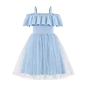 Arshiner Toddler Girl Tulle Dress Girls Sequin Summer Dresses Off Shoulder Flutter Formal Birthday Party Princess Dress