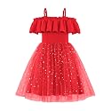 Arshiner Toddler Girl Tulle Dress Girls Sequin Summer Dresses Off Shoulder Flutter Formal Birthday Party Princess Dress