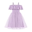 Arshiner Toddler Girl Tulle Dress Girls Sequin Summer Dresses Off Shoulder Flutter Formal Birthday Party Princess Dress