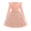 Arshiner Toddler Girls Long Dresses Sleeve Ruffle Winter Holiday Dress 2-6Y