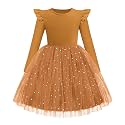 Arshiner Toddler Girls Long Dresses Sleeve Ruffle Winter Holiday Dress 2-6Y