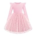Arshiner Toddler Girls Long Dresses Sleeve Ruffle Winter Holiday Dress 2-6Y
