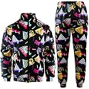 Arssm Retro 80s 90s Outfit Sets for Men Vintage Jacket and Joggers Sweatpants 80s Tracksuit Streetwear