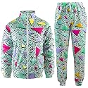 Arssm Retro 80s 90s Outfit Sets for Men Vintage Jacket and Joggers Sweatpants 80s Tracksuit Streetwear