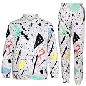 Arssm Retro 80s 90s Outfit Sets for Men Vintage Jacket and Joggers Sweatpants 80s Tracksuit Streetwear