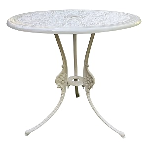 art amp abode regalia series cast aluminium furniture  round patio table for garden balcony bistro rooftop cafe restaurant amp dining  durable cast aluminium patio table white