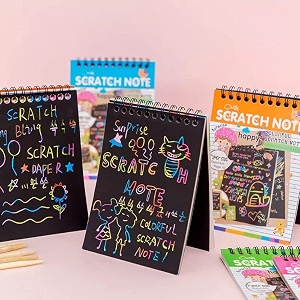 return gifts for birthday for kids party bulk scratch note book magic book return gifts for kids children girls boys best multicolor - 6 x 4 inch pack of 4