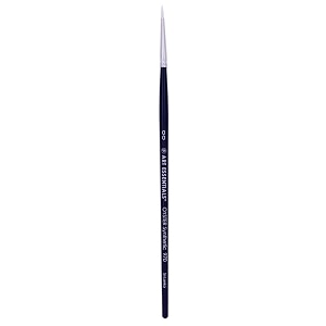 art essentials oyster white synthetic hair brush for mixed media watercolour acrylic gouache fabric amp hobby painting - series 970 - round - short handle - size 00 with great flow control