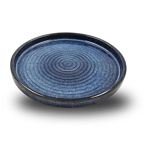 hand glazed ceramic plate - 10 inch ring shaped serving platter for serving starters amp snacks handmade in india microwave amp dishwasher safe bone-ash free reactive blue