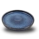 Hand Glazed Ceramic Plate - 7.5 Inch Ring Shaped Serving Platter for Serving Starters &amp; Snacks, Handmade in India, Microwave &amp; Dishwasher Safe, Bone-ash Free, Reactive Blue