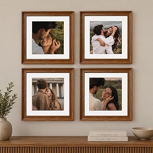 art street wooden photo frame for living room aesthetic cave design photo frames for photograph art work certificates set of 4 10x10 inch brown