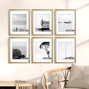 art street 11x14 inches elite rectangular picture frame set of 6display pictures 8x10 with mat or 11x14 without for wall displayengineered wood with shatter resistant plexiglassoff white