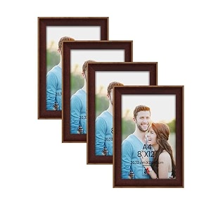 art street a4 size photo frame for wall set of 4 premium dark brown picture frame size -8x12 inches