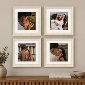 art street wooden photo frame for living room aesthetic cave design photo frames for photograph art work certificates set of 4 8x8 inch white