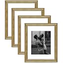 Art Street Picture Frames Set of 4 Wall Mounted Premium 3D Photo Frame Vertical &amp; Horizontal Wall Hanging Individual Collage for Home Décor (Gold, Size 11x14 inch)