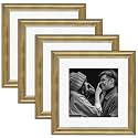Art Street Picture Frames Set of 4 Wall Mounted Premium 3D Photo Frame Vertical &amp; Horizontal Wall Hanging Individual Collage for Home Décor (Gold, Size 12x12 inch)