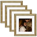 Art Street Picture Frames Set of 4 Wall Mounted Premium 3D Photo Frame Vertical &amp; Horizontal Wall Hanging Individual Collage for Home Décor (Gold, Size 10 x 10 inch)