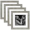 Art Street Picture Frames Set of 4 Wall Mounted Premium 3D Photo Frame Vertical &amp; Horizontal Wall Hanging Individual Collage for Home Décor (Silver, Size 12x12 inch)