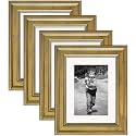 Art Street Picture Frames Set of 4 Wall Mounted Premium 3D Photo Frame Vertical &amp; Horizontal Wall Hanging Individual Collage for Home Décor (Gold, Size 6x8 inch)
