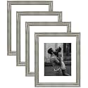 Art Street Picture Frames Set of 4 Wall Mounted Premium 3D Photo Frame Vertical &amp; Horizontal Wall Hanging Individual Collage for Home Décor (Silver, Size 11x14 inch)