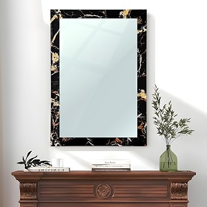 art street bathroom wall mirror black marble wall mount rectangular makeup mirror decorative looking glass with frame for home bathroom amp living room inner 16x24 in outer 19x27 inch