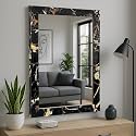 Art Street Bathroom Wall Mirror, Black Marble Wall Mount Rectangular Makeup Mirror, Decorative Looking Glass with Frame for Home, Bathroom & Living Room (Size: Inner 12x18 in, Outer 15x21 Inch)