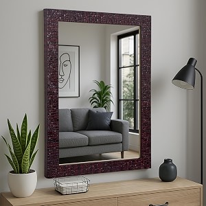 art street bathroom wall mirror red marble wall mount rectangular makeup mirror decorative looking glass with frame for home bathroom amp living room inner 12x18 in outer 15x21 inch