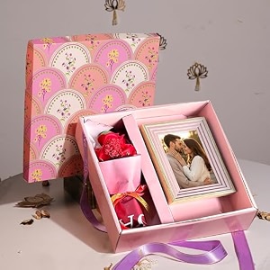 art street gift hamper box with photo frame one red rose bouquet celebration and gift for family friends and relatives pack of 3